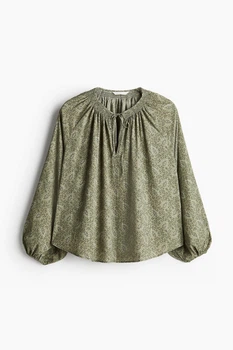 Блуза в принт H&M 1246117002c68 XS хакі (100014105)