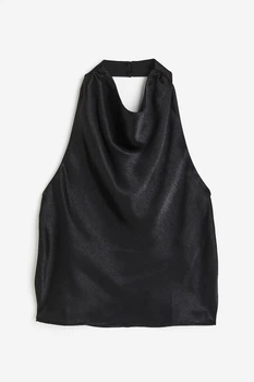 Атласный топ H&M 1203195003c67 XL черный (100013709)
