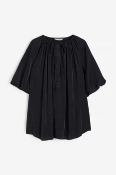 Атласная блуза H&M 1159494002c67 S черная (100013652)