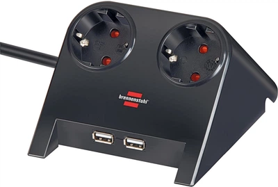 Подовжувач Brennenstuhl 2 розетки + 2 USB 1.8 м Black (1153500222)