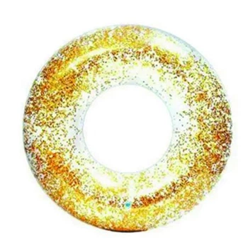 Надувное кольцо 100 см ЗОЛОТОЕ с блестками для детей пляжный круг безопасный для воды