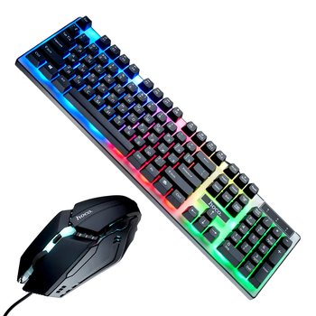Клавиатура и мышь Hoco GM18 игровая подсвеченная для ПК и ноутбука с USB подключением и 104 клавишами