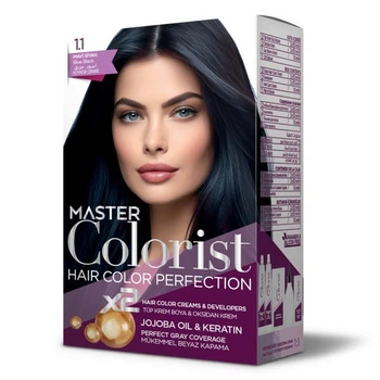 Фарба для волосся Master Colorist 1.1 Синьо-чорний 2x50 мл+2x50 мл+10 мл