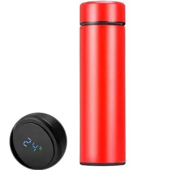 Термос T-Bottle 919 500 мл з дисплеєм температури, термопляшка з ситечком для чаю, вакуумна колба з нержавіючої сталі, ємність для кави, води, напоїв, дорожній аксесуар для офісу, роботи, подорожей, туризму та прогулянок червоний