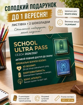 Листівка з шоколадом School Ultra Pass на 1 вересня