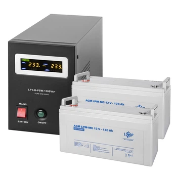 Комплект резервного питания LP (LogicPower) ИБП + мультигелевая батарея (UPS B1500 + АКБ MG 3300W)