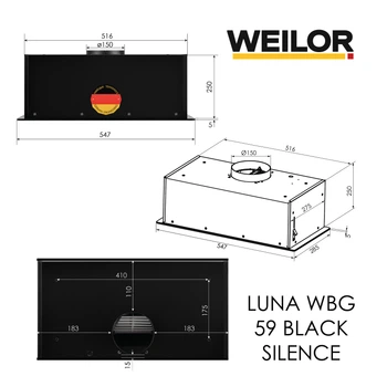 Полновстраиваемая вытяжка WEILOR LUNA WBG 59 BLACK SILENCE