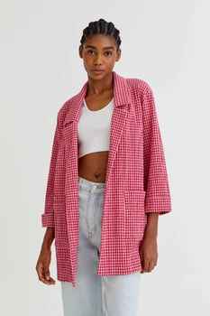 Жакет Pull & Bear рожевий в клітку SUCZL992 XS