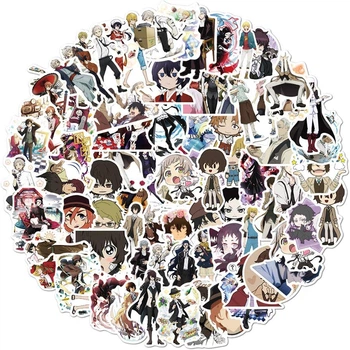 Набор стикеров наклеек из аниме Бродячие псы 50 штук Bungo Stray Dogs