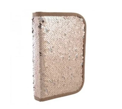 Пенал школьный жесткий YES с клапаном Sequins 20,5х14х3,5 см золотой канцелярский пенал для учеников и студент
