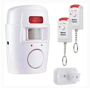 Сигналізація для дому ALARM-105 Біла Сенсорна інфрачервона на батарейках бездротовий датчик руху 2 пульти на брелку