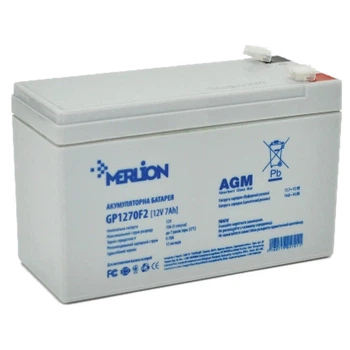 Аккумуляторна батарея MERLION AGM GP1270F2 12В 7А•г