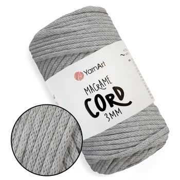 YarnArt Macrame Cord 3mm, Светло-серый №756 - трикотажный шнур 250 г / 85 м для вязания сумок, игрушек, ковриков, макраме, толстая пряжа