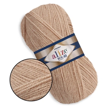 Alize Angora Real 40, Бежевый №05- тонкая полушерстяная пряжа 100 г / 430 м, 40% шерсть / 60% акрил, для шапок, снудов, пледов и кардиганов