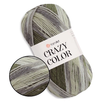 YarnArt Crazy Color, №15999 - пряжа полушерстяная, 100 г / 260 м, 25% шерсть 75% акрил, секционное окрашивание для джемперов, жилетов, Крейзи Колор