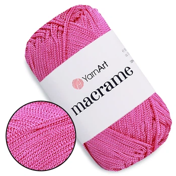 Пряжа YarnArt Macrame Ярко-розовый №140, полиэстеровый шнур 2 мм, нитка для вязания крючком и спицами, полиэстер 100%