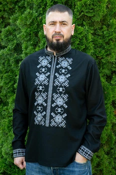 Чоловіча вишиванка V&V Гетьман XXXXXL Чорний (470156193-002)