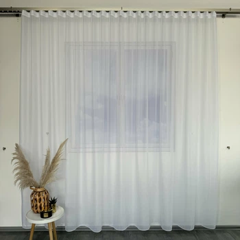 Турецький тюль креп з люрексом білий 500х270, тасьма ALBO (pbe0052342)