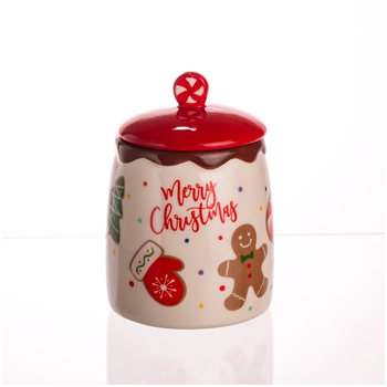 Банка для сипких продуктів порцелянова з кришкою 9x13 см для кухні Merry Christmas HM-2712