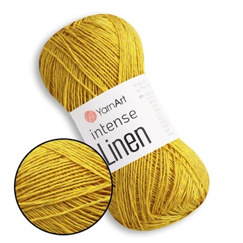 YarnArt Intense Linen, Лимонный мусс №4117 - пряжа лен с лиоцелем, 50 г / 175 м, для летних топов и ажурных изделий