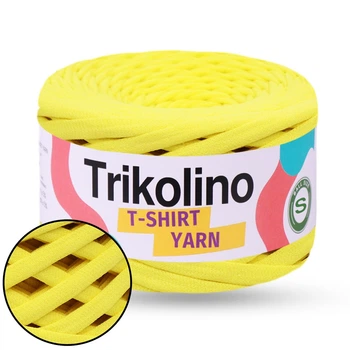 Трикотажна пряжа Trikolino 7-9mm S, Жовтий, 30м, для в'язання кошиків, килимків, сумок, косметичок, Триколіно