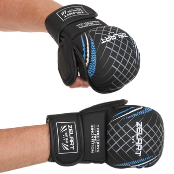 Перчатки для ММА (MMA) PU Zelart BO-7643 черный-синий, размер XL