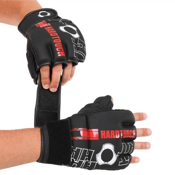 Перчатки для ММА (MMA) PU HARD TOUCH BO-00124 черный-красный, размер M
