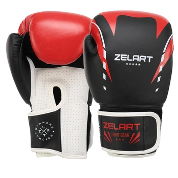 Перчатки боксерские PU Zelart BO-7652 красный-черный, размер 10 oz