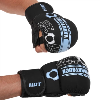 Перчатки для ММА (MMA) PU HARD TOUCH BO-00126 черный-синий, размер L