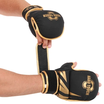 Перчатки для ММА (MMA) PU HARD TOUCH BO-00134 черный-золотой, размер S
