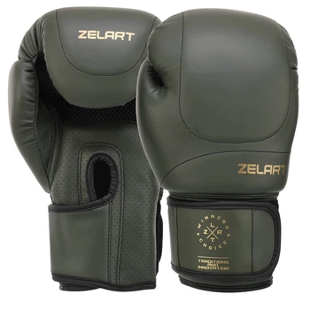 Перчатки боксерские PU Zelart BO-7644 оливковый, размер 12 oz