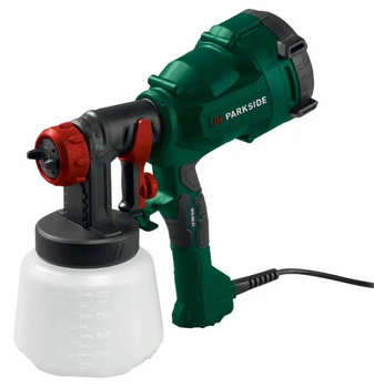 Электрический краскопульт Parkside Paint Sprayer мощностью 400 Вт с емкостью для краски 900 мл