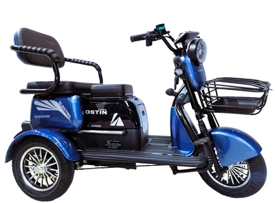 Електричний трицикл Corso «Ostin Pro» SN-306914 (1) + 1 ЯЩИК АКУМ, двигун 1200W, акумулятор 72V/28Ah, колеса 300-10, в коробці - Синій