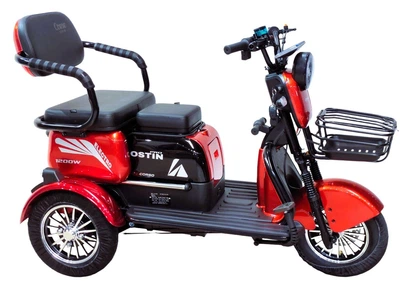 Електричний трицикл Corso «Ostin Pro» SN-208735 (1) + 1 ЯЩИК АКУМ, двигун 1200W, акумулятор 72V/28Ah, колеса 300-10, в коробці - Червоний