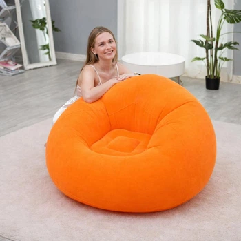 Надувное кресло-пуф Inflatable Sofa / Надувное кресло-мешок 110×110×85 см Оранжевый (6598-14001)