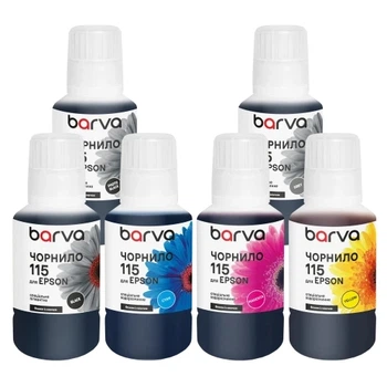 Комплект чернил Epson 115, Black/Photo Black/Grey/Cyan/Magenta/Yellow, 6x140 мл, пиг Barva (2000003485789)