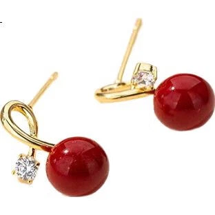 Серьги Qlady женские красные с серебряной иглой, ювелирные украшения