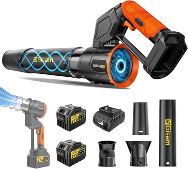 Аккумуляторная воздуходувка Gisam Brushless с 2 батареями 6.0Ah, GardenPro