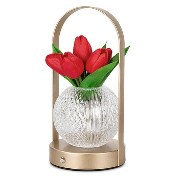 Настольная лампа Lesko Tulips Crystal ZBTSYJX0417 Red светильник ночник в виде букета тюльпанов в колбе 5шт