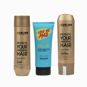 Набор Luxliss Keratin Smoothing Daily Care (шампунь 250 мл + кондиционер 200 мл) + Крем 10 в 1 LOVE ME MAD