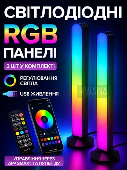 Умные RGB светодиодные панели 2 шт. по 24 см с музыкальной синхронизацией, AP Smart управление, декоративные LED панели для интерьера