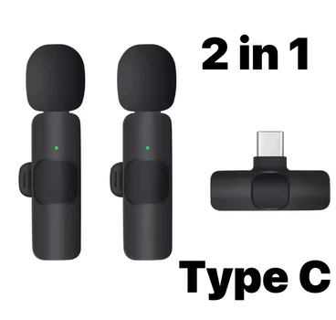 Петличный микрофон беспроводной K9 для смартфона 2 микрофона с адаптером Type C для андроида