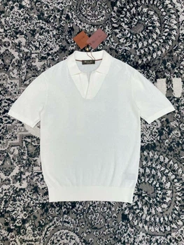 Мужское белое поло Loro Piana Лоро Пиана хлопок и шелк, премиальный трикотаж размер XL