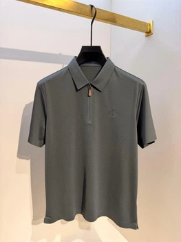 Чоловіче поло темно зеленого кольору Loro Piana –поло на блискавці Business Casual розмір M