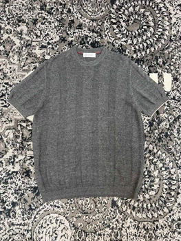 Мужская серая футболка из фактурного трикотажа Brunello Cucinelli из льна и хлопка размер XL