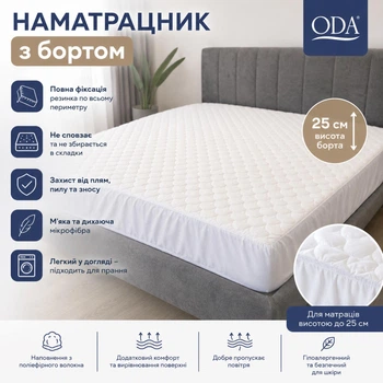 Наматрасник 180×200 см с бортом 25 см на резинке по периметру микрофибра. Защитный чехол на матрас