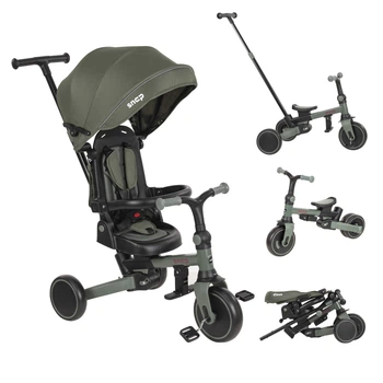 Триколісний велосипед TILLY SNAP T-391 Зелений з батьківською ручкою, поворотним сидінням та PU колесами