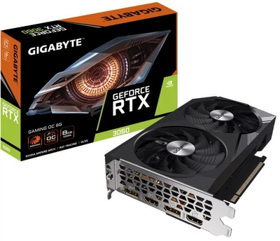 Видеокарта GeForce rtx 3060, Gigabyte, gaming oc, 8Gb gddr6, 128-bit, 2xHDMI/2xDP, 1807/15000 MHz, 8-pin (gv-n3060gaming oc-8gd)