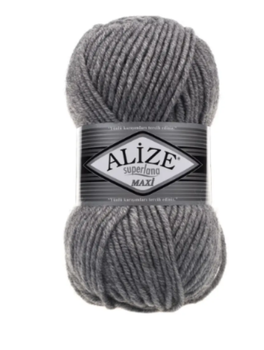 Пряжа для в'язання Alize Super Lana MAXI 21 сірий