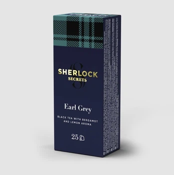 Чай чорний Sherlock Secrets Earl Grey Ерл Грей 25 пак по 2 г зі смаком бергамоту та лимону